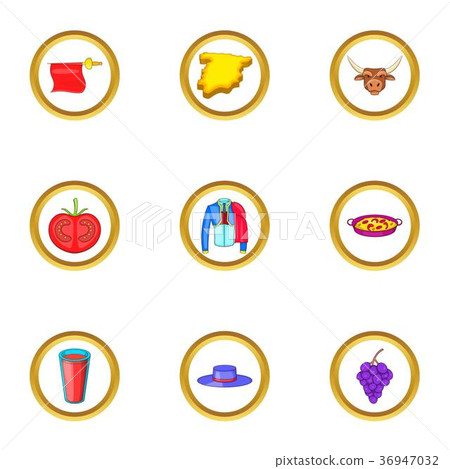 Madrid icons set, cartoon style 36947032