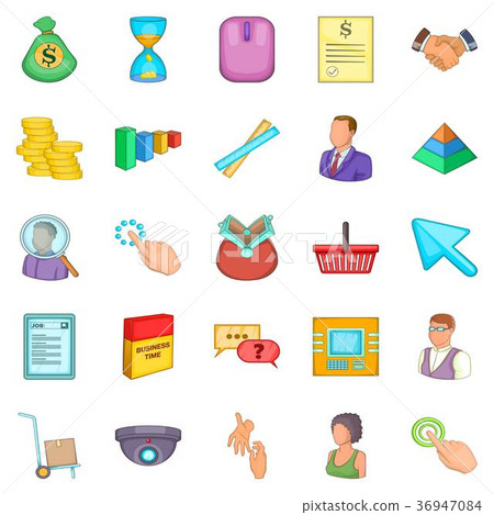 Corporation icons set, cartoon style Corporation icons set, cartoon style 36947084