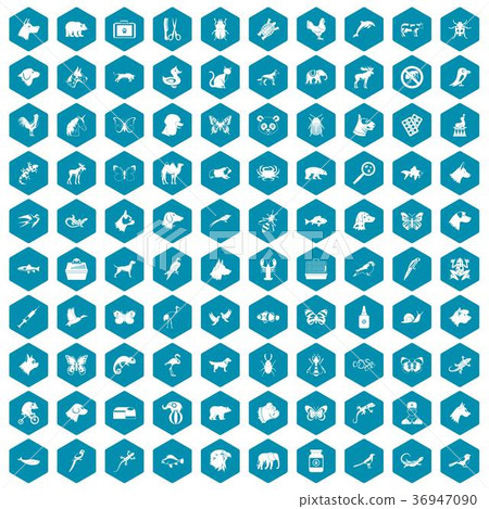 100 animals icons sapphirine violet 36947090