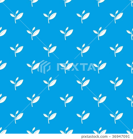 Tea leaf sprout pattern seamless blue Tea leaf sprout pattern seamless blue 36947091
