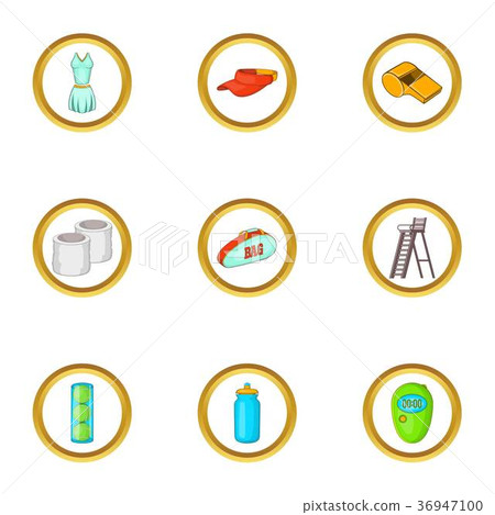 Tennis court icons set, cartoon style 36947100