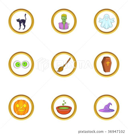 Halloween element icon set, cartoon style Halloween element icon set, cartoon style 36947102