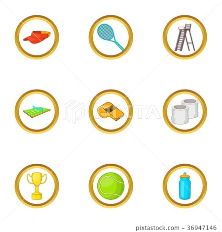 Tennis championship icons set, cartoon style 36947146