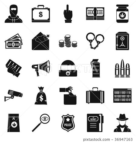 Criminal offence icons set, simple style-插圖素材 [36947163] - PIXTA圖庫