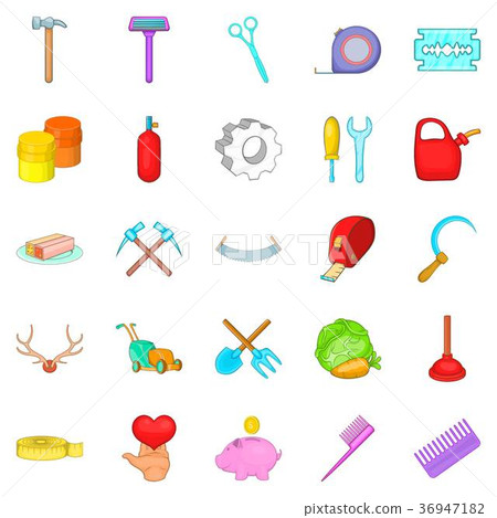 Fabrication icons set, cartoon style Fabrication icons set, cartoon style 36947182