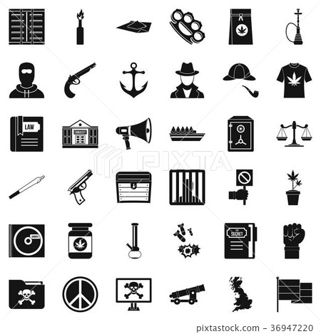 Secret crime icons set, simple style Secret crime icons set, simple style 36947220