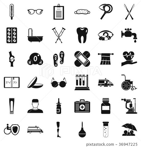 Disabled person icons set, simple style 36947225
