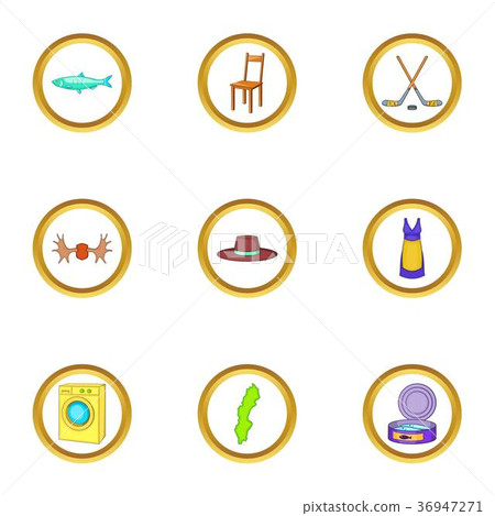 Scandinavia icons set, cartoon style 36947271