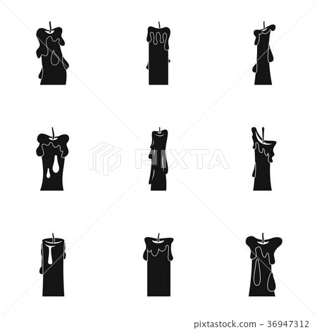 Decorative candle icon set, simple style 36947312