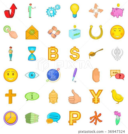 Help in donation icons set, cartoon style 36947324