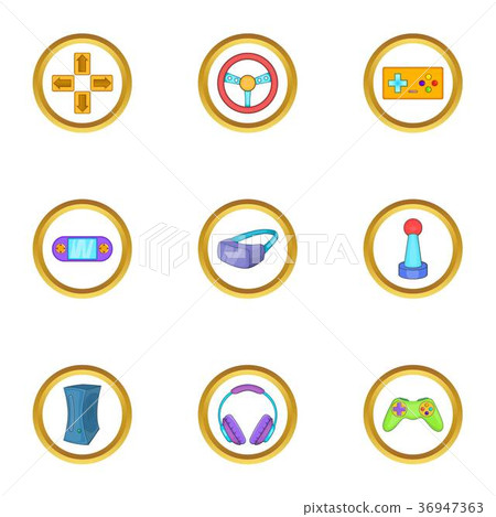 Video game icon set, cartoon style 36947363