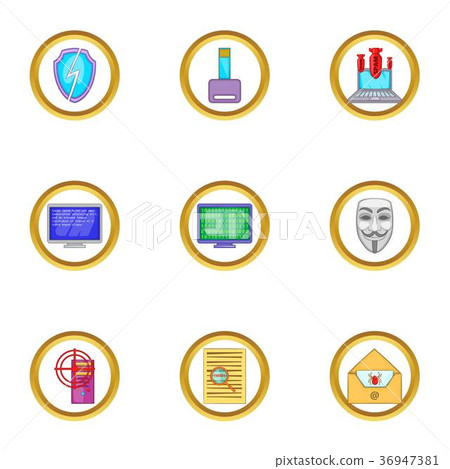 Firewall icons set, cartoon style 36947381