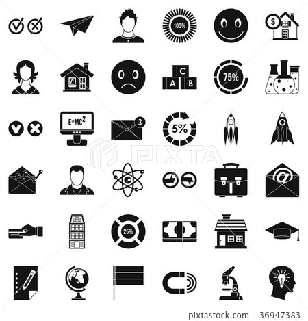 Computer learning icons set, simple style 36947383