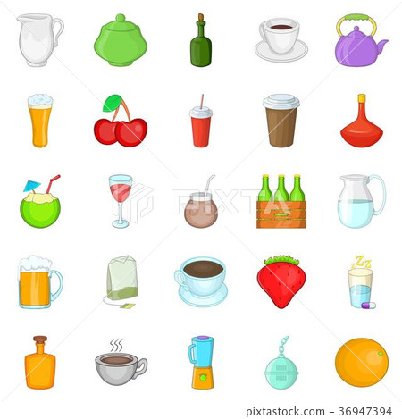 Boozing icons set, cartoon style 36947394