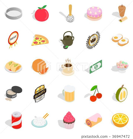 Delicious dishe icons set, cartoon style 36947472