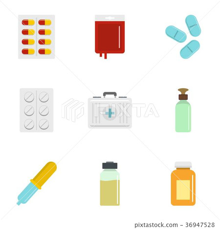 Pharmacy icon set, flat style 36947528