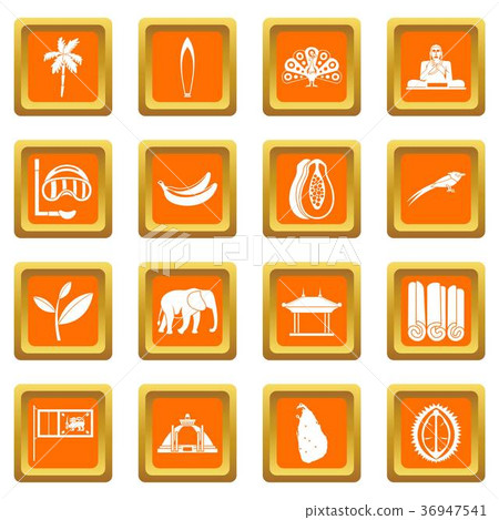 Sri Lanka travel icons set orange Sri Lanka travel icons set orange 36947541