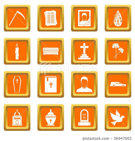 Funeral icons set orange Funeral icons set orange 36947601