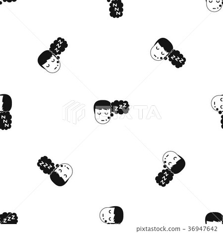 Boy head with speech bubble pattern seamless black 36947642