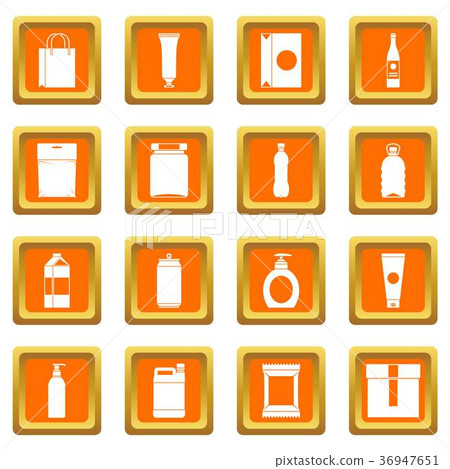 Packaging items icons set orange - Stock Illustration [36947651] - PIXTA