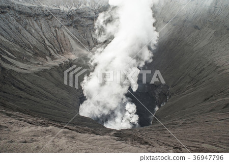 Closeup volcano crater erupting 36947796