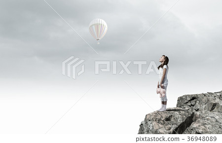 Little girl with bear Little girl with bear 36948089