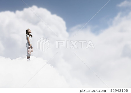 Little girl with bear Little girl with bear 36948106