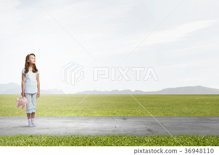 Little girl with bear Little girl with bear 36948110