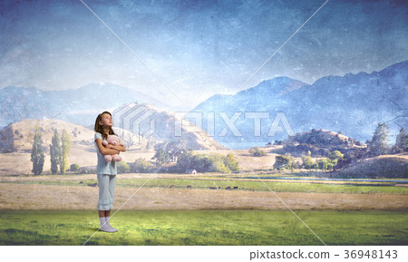 Little girl with bear Little girl with bear 36948143
