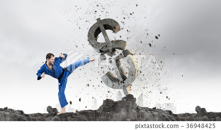 Karate man in blue kimino Karate man in blue kimino 36948425