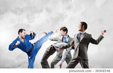 Karate man in blue kimino 36948546