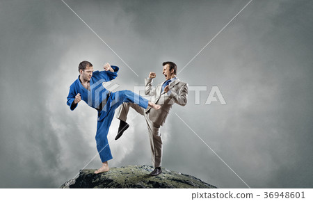Karate man in blue kimino 36948601