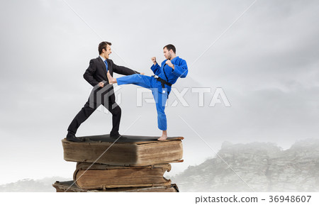 Karate man in blue kimino 36948607