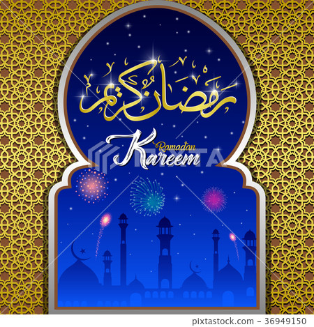 Mosque door at night background with mosque Mosque door at night background with mosque 36949150