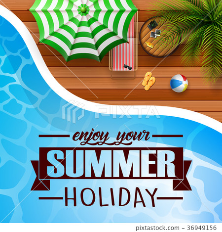 swimming pool, umbrella, with summer background swimming pool, umbrella, with summer background 36949156