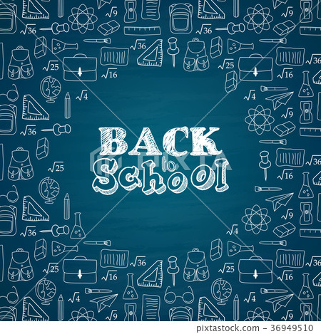 Back to school doodles in chalkboard background Back to school doodles in chalkboard background 36949510