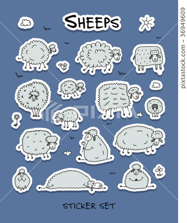 Funny sheeps, sticker set for your design Funny sheeps, sticker set for your design 36949609