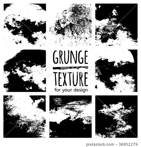 Set of grunge black textures on white background 36952279