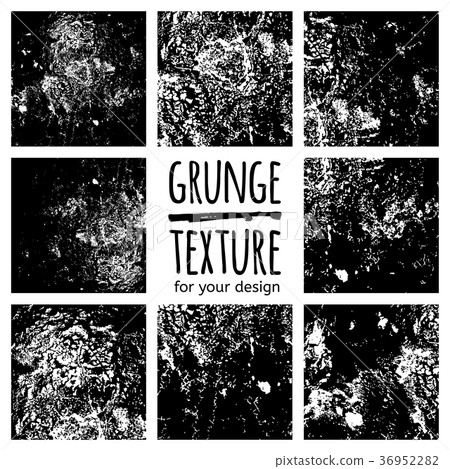 Set of grunge black textures on white background 36952282