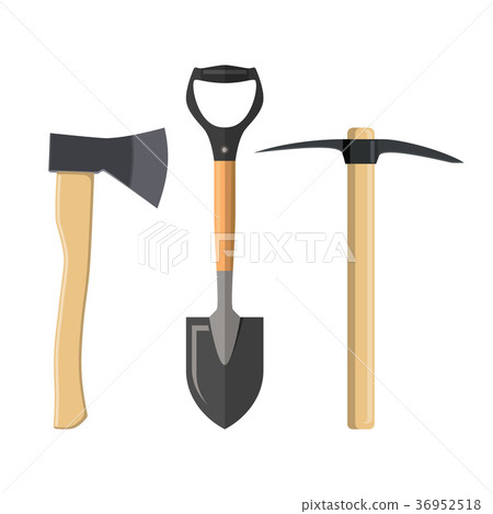Pickaxe, shovel and ax. 36952518