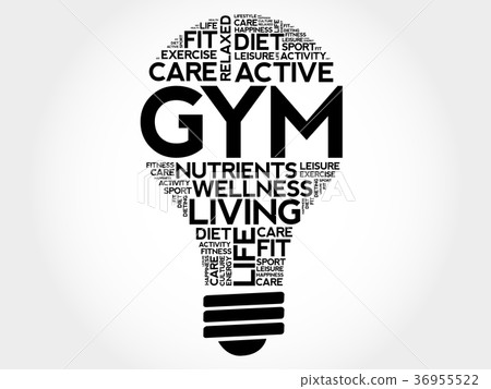 GYM word cloud bulb word cloud 36955522