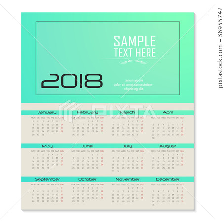 Calendar for 2018 Template flyer design on green b 36955742