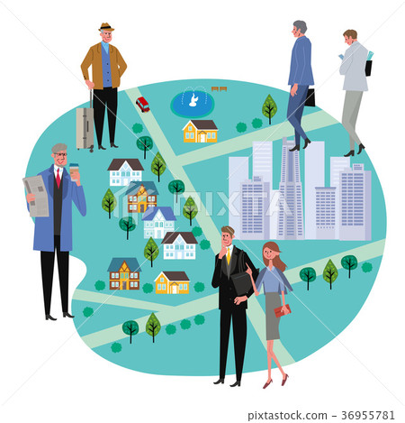 Working people illustration map Working people illustration map 36955781