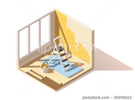 Vector isometric low poly home renovation icon 36956022