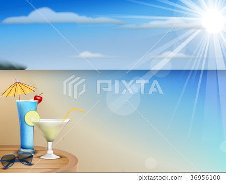 Summer beach juice and sunglasses Summer beach juice and sunglasses 36956100