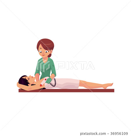 vector cartoon laser epilation in salon scene set vector cartoon laser epilation in salon scene set 36956109