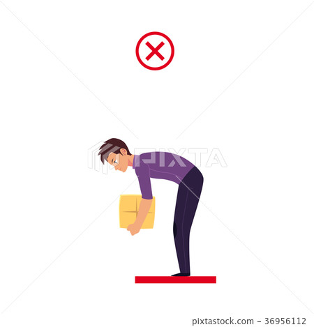 Man lifting an object in incorrect position Man lifting an object in incorrect position 36956112