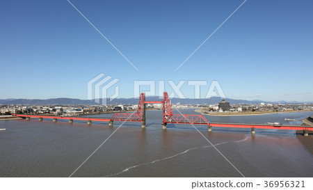 Chikugo River rising bridge Okawa City Fukuoka Prefecture _ Saga Prefecture Saga City Morotomi Town 36956321