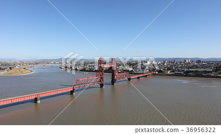 Chikugo River rising bridge Okawa City Fukuoka Prefecture _ Saga Prefecture Saga City Morotomi Town Chikugo River rising bridge Okawa City Fukuoka Prefecture _ Saga Prefecture Saga City Morotomi Town 36956322