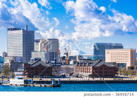 Yokohama Red brick warehouse and Mt. Fuji Yokohama Red brick warehouse and Mt. Fuji 36956714